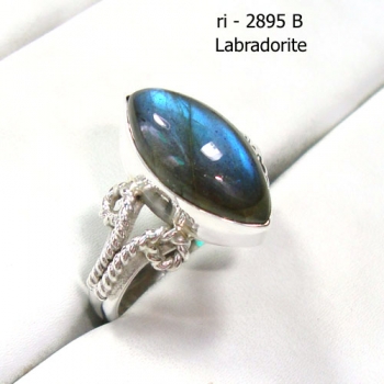 Genuine silver blue fire labradorite ring